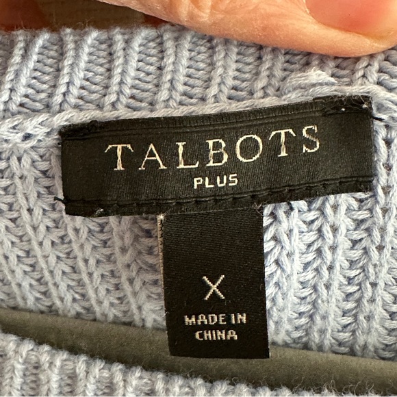 Talbots Light Blue‎ Sweater with Black Polka Dots Plus Size X Pima Cotton Preppy - Picture 3 of 8